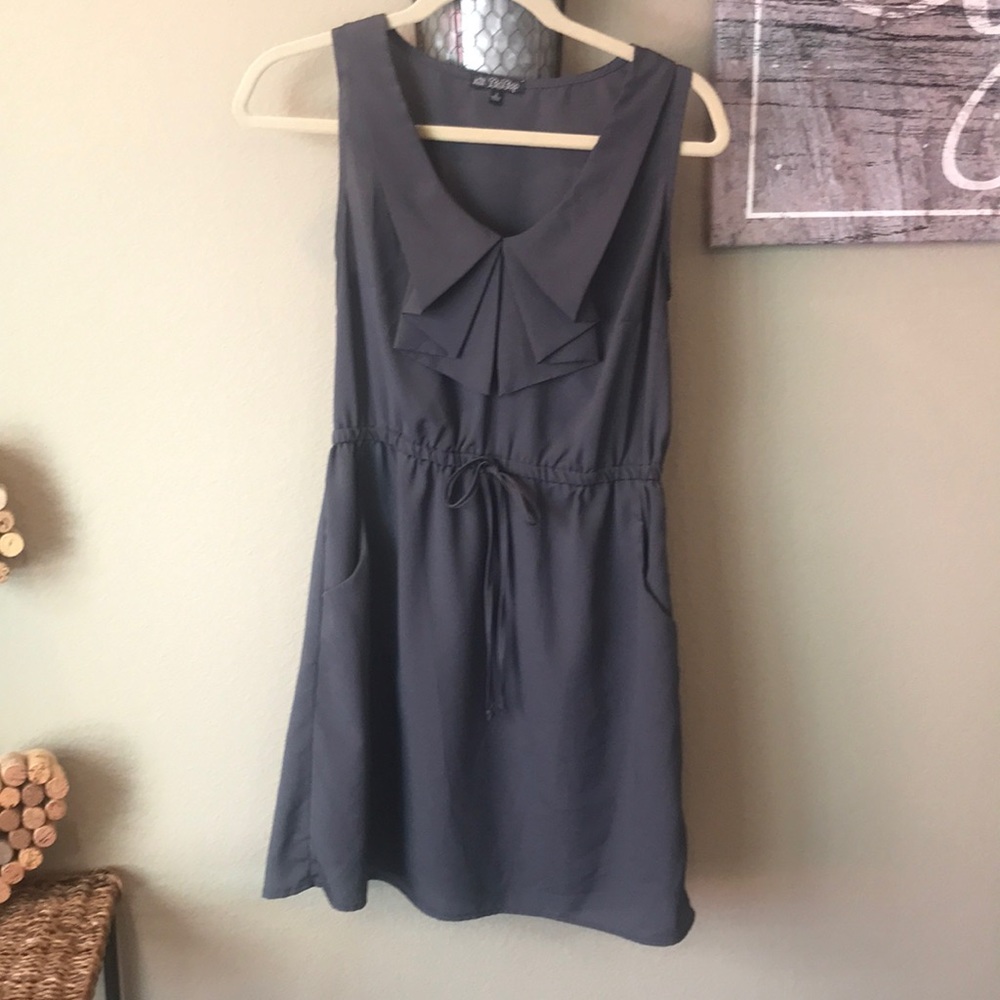 Gray Tie-Front Dress